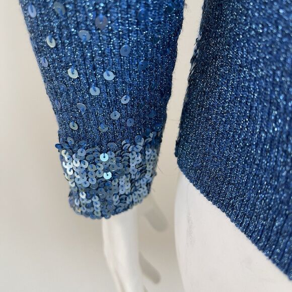 Vintage 2pc Cardigan Tank Top Set Shimmer Sequins Party Cocktail Sweater S/M - Picture 8 of 16